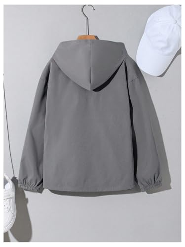 Floerns Boy's Half Zip Windbreaker Hooded Jacket Drop Shoulder Lightweight Coat2
