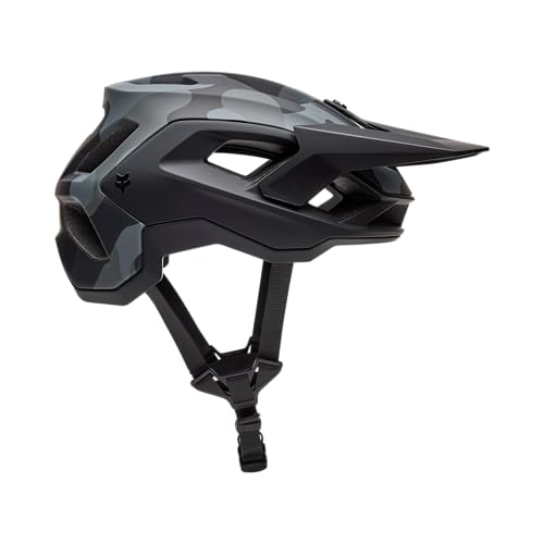 Fox Racing Speedframe Camo Helmet, CE – MTB Fahrradhelm – MIPS Schutz – Optimierte Belüftung – Verstellbare Passform – Abnehmbares Visier – Black Camo, Größe: L