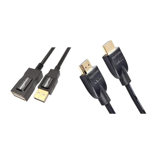 Image of amazon basics Usb 2.0 Extension Cable 2-Pack - A-Male To A-Female For Personal Computer,Printer - 3.