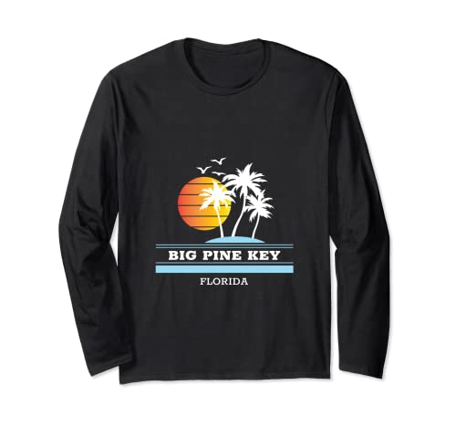 Vintage Big Pine Key Florida Keys Retro Sunset Palmera Manga Larga