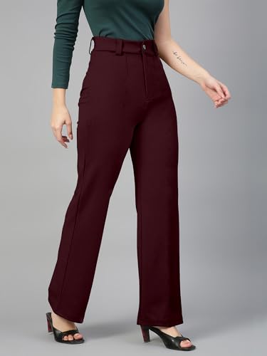 Image of Mehrang Trousers for Women, Formal Pants for Women, Straight Fit Pants