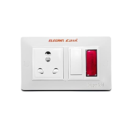 Image of ELEGANT CASA 16 Amp Extension Board 1 Socket with PTC Connector - Heavy Duty Power Strip with Safety Shutter, Switch & Indicator Light for Home & Office Appliances