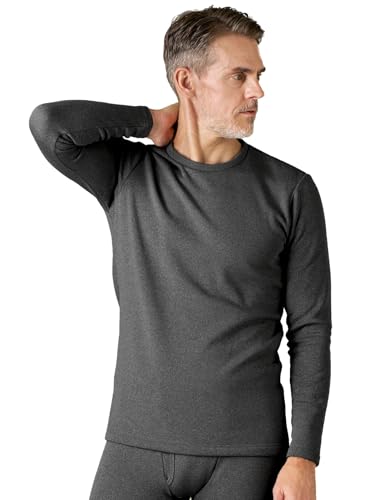 LAPASA Herren Innenfleece Thermo Unterhemd, Thermounterwäsche Oberteil Funktionsunterwäsche M26, Dunkelgrau (Extra warm, 1 Pack Oberteil), L