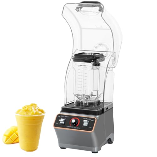 Batidora De 2 Litros, Licuadora Profesional De 2000 W Con Cuchillo De 6 Hojas Y Escudo Insonorizado, Función De Ajuste De Engranajes, Mezclador De Jugo De Soporte Comercial Para Batidos, J Knob Model
