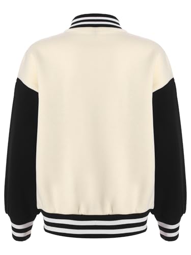 Kids Girls Color Block Sweatshirt Baseball Jacket Varsity Jacket School Outerwear Jacket2