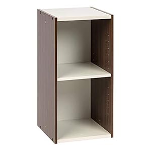 Iris Ohyama, Meuble de rangement, Bibliothèque/ 2 Etagères modulables, Moderne, Bureau, Chambre, Salon – Space Saving Shelf – UB-6035 – Marron