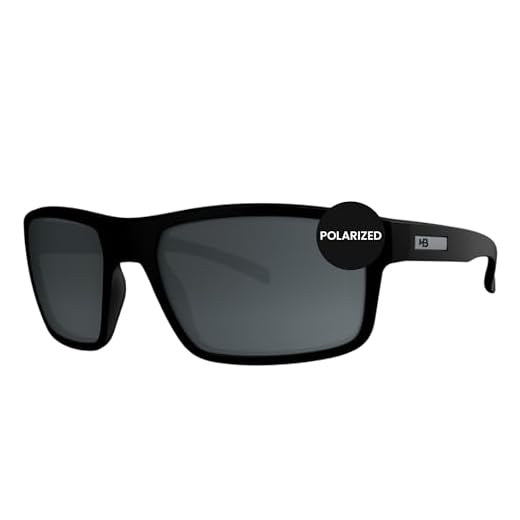 HOT BUTTERED - Óculos de Sol HB OVERKILL- Proteção UV 100%, Óculos Escuros Masculino e Feminino, Armação e Hastes Resistentes - Preto Esportivo, Lente Polarizada Fumê Escuro