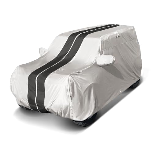 Image of Coverland Custom Fit SUV Car Cover for 2023-2026 Cadillac Lyriq, Waterproof All Weather, Car Covers for Automobiles, Rain, Snow, UV, Sun Protection, Full Exterior Covers, Stripe(Light Gray /Black)
