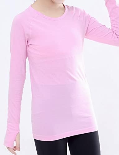 Morning8Kids | Girls‘ Workout Shirts Sweatshirts T-Shirts Dry-Fit Slim-Fit Long Sleeve with Seamless Construction 3 31ZmlKXWFiL. AC