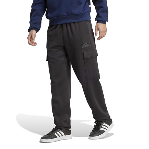 Adidas Men's All SZN Fleece Loose Open Hem Cargo Pants, Black, X