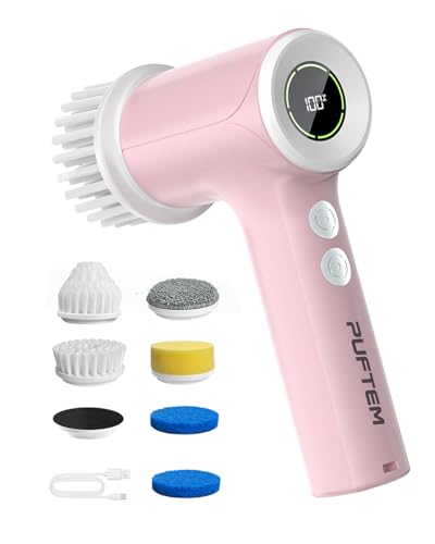Image of PUFTEM Electric Shower Scrubber, Cordless Bathroom Scrubber, Dual Direction