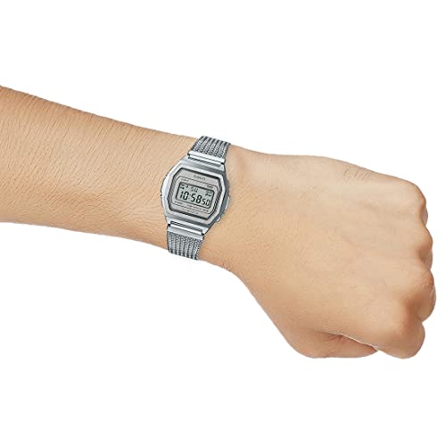 Casio Vintage A1000MA-7DF Silver Digital Dial Silver Stainless Steel Mesh Band D278 - Image 6