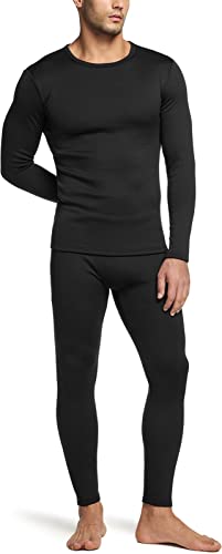 Tsla MHS300 Men'S Thermal Underwear Set, Microfiber Soft Fleece Lined Long Johns, Winter Warm Base Layer Top & Bottom, Heavyweight Fleece Black thumb #8