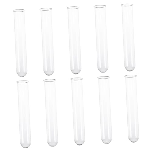 HAWILLOSCH 10個 クリアガラス製巻き口試験管 科学実験用 透明で滑らかな仕上げ 化学液体保持に適した再利用可能なガラスチューブ