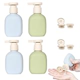 Eclove Paquete de 4 Botellas de Viaje de Recargables de 100 ml, a Prueba de Fugas, Juego de Tiempo de Viaje, Acondicionador, Gel de Ducha, Loción y Crema, Boca Ancha, Compacto y Ligero (Estilo 2)