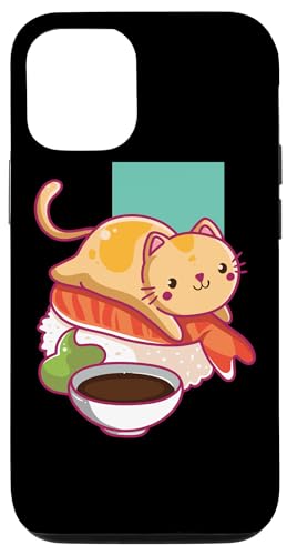Carcasa para iPhone 15 Sushi Anime I Comida Japonesa I Gatito Kawaii I Gato Kawaii