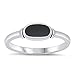 Women's Simple Simulated Black Onyx Unique Ring New .925 Sterling Silver Band Size 5