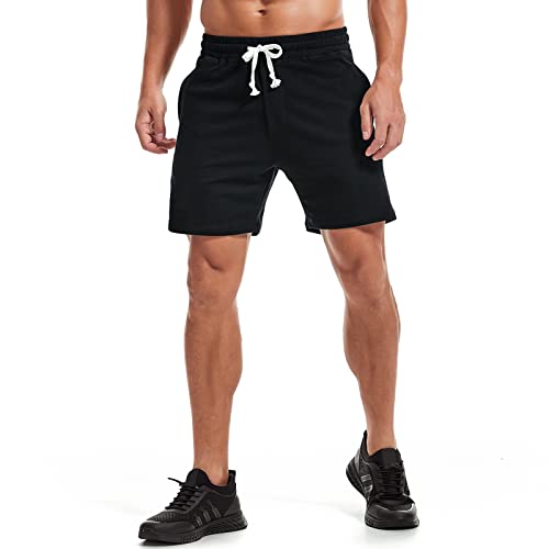 AMY COULEE Mens Athletic Workout Shorts 5.5" Cotton Casual Shorts Elastic Waist Joggers Sports Sweat Shorts2