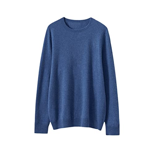 Pull en cachemire homme col rond sans couture Haitpant en laine tricotée bleu haze luxe
