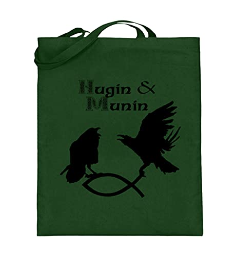 Sac en jute vert poisson de Noël Hugin & Munin, coton résistant avec longue anse de 38x42cm