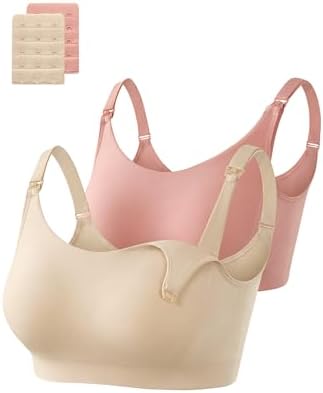 OUGES Cotton 2 Pack Nursing Bras Breastfeeding Seamless Maternity...