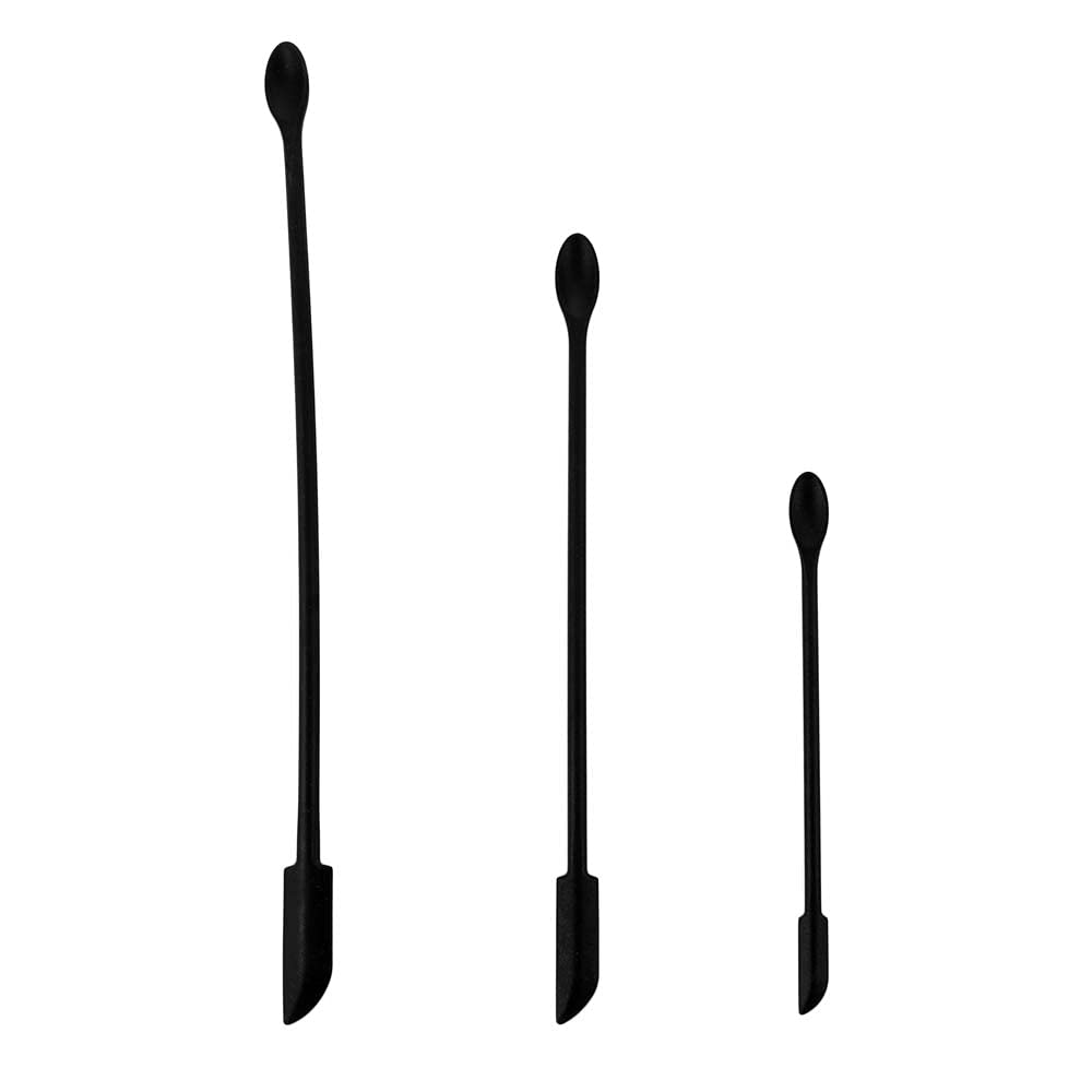 Mini Silicone Spatula for Makeup Spatula Reusable Beauty Spatula for Kitchen Bottles Cosmetic Bottles Thin Jar(3pcs Black Set)