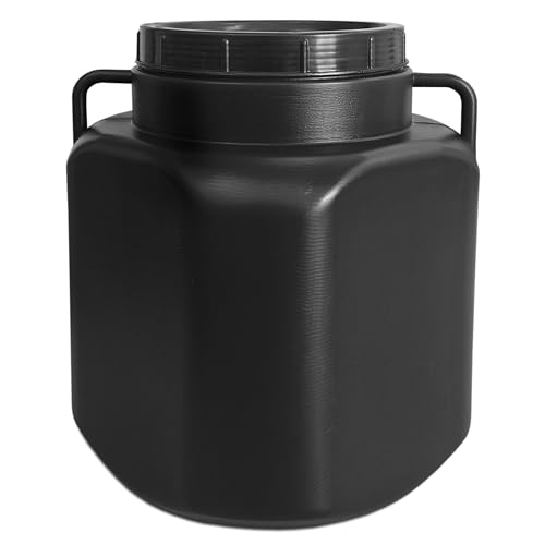 plasteo® 50 Liter Weithalsfass mit Deckel und Griffen Eckig Schwarz, Lebensmittelecht und BPA-Frei, Futtertonne Kunststofffass Universalfass Deckelfass Wasserfass Regentonne Lagerfass