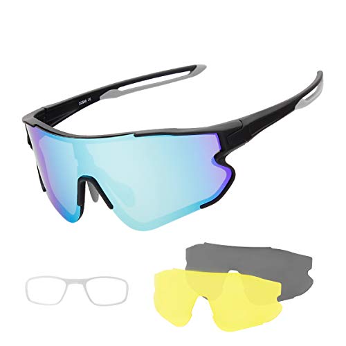 OULIQI Polarizzati Occhiali Ciclismo,Occhiali Bici Occhiali Sportivi da  Sole Anti UV da Uomo Donna per Corsa,MTB Occhiali Sport e tempo libero  berjaya.edu.my
