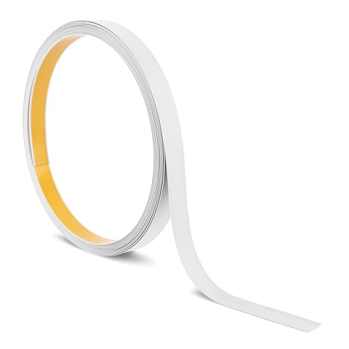 Quest Barra plana de plástico autoadhesivo, longitud: 10 m, molduras, perfil de PVC para construcción y decoración (blanco, 10 m x 20 mm)