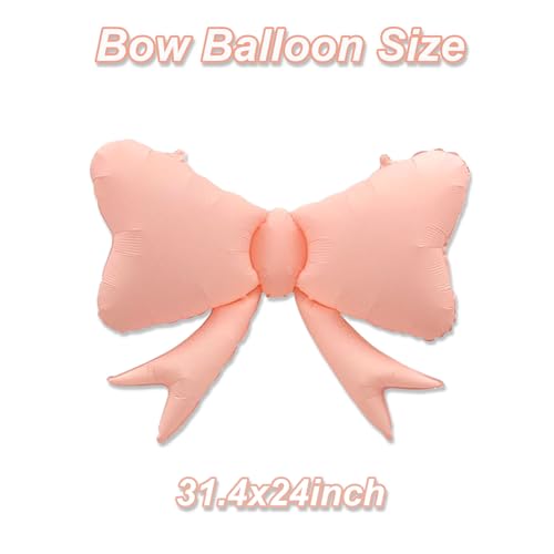 Image of 4 Pcs Large Bow Balloons, Pink Bow Balloon Coquette Balloons for Pink Bow Party Decorations Coquette Birthday Decorations