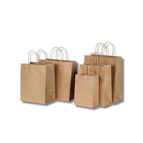 lulubelle 手提げ袋 ギフトバッグ 持ち手付き シンプルデザイン 無地紙袋 20枚セット ギフト用・店舗用・イベント配布に (ブラウン)