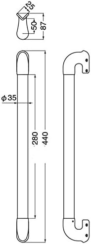 清水 出隅二点手すり 450mm BR-862 アンティークゴールド・ミディアムオーク