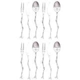 Juego de cubiertos de acero inoxidable, 12 piezas vintage con cuchillo, tenedor y cuchara, diseño creativo for pasteles y frutas.(Silver)
