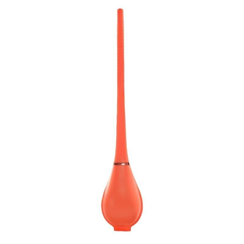Image of No-Punch Wall Mount Silicone Long Handle Toilet Brush with Organizer, Free Stainless Steel Hook (Orange)