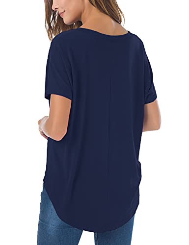 Image of Herou Women Loose Fit T-Shirts Soft Short Sleeve Crew Neck Casual Tee Tops | Lightweight,Basic,Workout,Comfortable,High Low Hem,Oversized