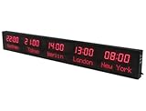AYCDL Orologio Digitale con Fusi Orari Multipli, Orologio Mondiale con Fusi Orari da 1,8 Pollici, Orologio Mondiale A LED, 3 Livelli di Regolazione della Luminosità, Orologio M