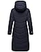 MARIKOO Damen langer Wintermantel warmer Steppmantel mit verstellbarer Kapuze Benikoo Navy Gr. S