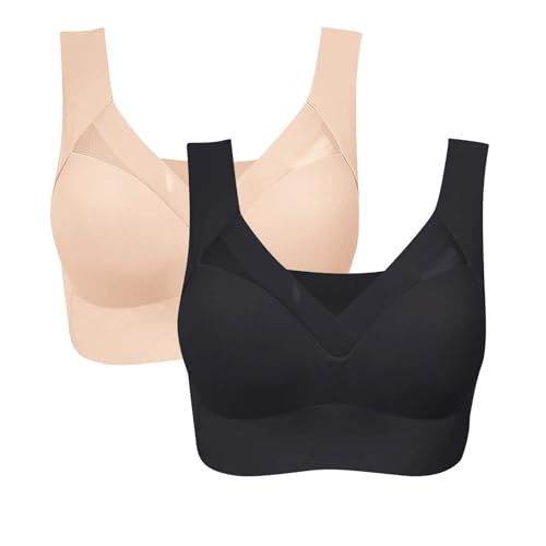 Sujetadores deportivos para mujer de 2 nuevos sujetadores sin aros para corrección de postura, transpirable, cómodo, cubierta trasera completa, talla grande, sin tirantes, para mujer, sin espalda,