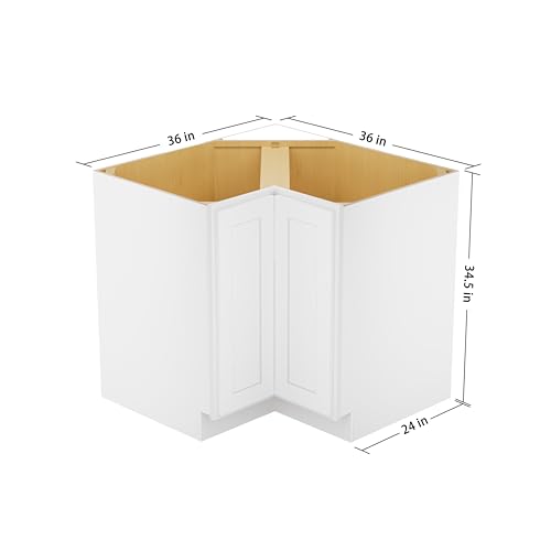 Image of Furinno Shaker Easy Reach Base Kitchen Cabinet, Ready to Assemble, 24 D x 36 W x 34.5 H, White