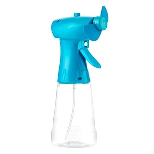 Tradineur - Ventilador de Mano con pulverizador de Agua, nebulización, Funcionamiento con Pilas, Gran Potencia, 21 x 10 x 7,7 cm - Color Aleatorio