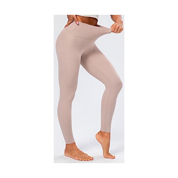 Lavento Women's All Day Soft Yoga Leggings Mid-Rise - No Front Seam Workout Active Legging for Women (Desert Sand, 6)