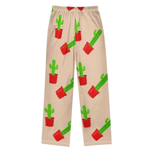 J JOYSAY Potted Cactus Plant Beige Pajamas Pants Soft Long Pajama Bottoms Lounge Sleep Pants Size S-XL2