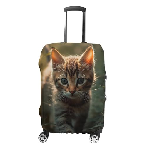 Travel Luggage Cover Elastic Suitcase Protector Anti-Scratch Washable Kitten Walking on The Grass Luggage Sleeve Tsa Approved Carry on Covers Baggage Cover Fits 18-32 Inch Luggages