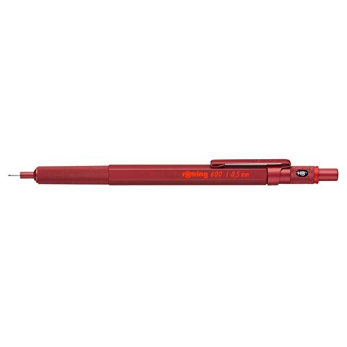 rOtring 600 Mechanical Pencil | HB 0.5 mm | Red All-Metal Body | Hexagonal Barrel
