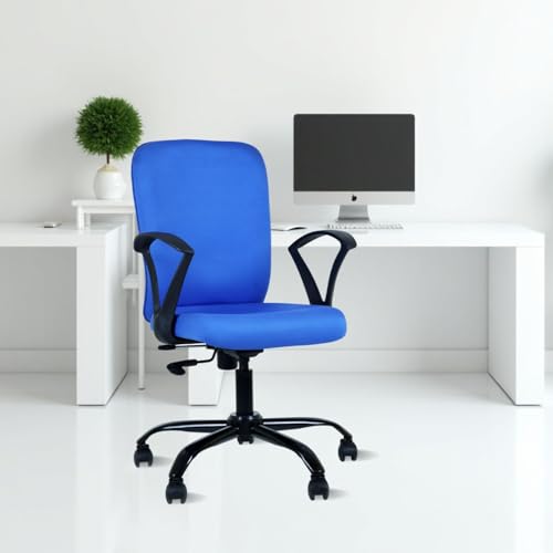 Image of IAFA FURNITURE Mavro Office Chair, Mid Back Upholstery Ergonomic Home Office Desk Chair with Fixed Armrests & Spacious Cushioned Seat | Heavy Duty Metal Base (DIY) (Blue)