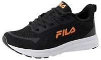 FILA Kid's Favara Running Shoe, Black/Orange, 4 US Big Kid