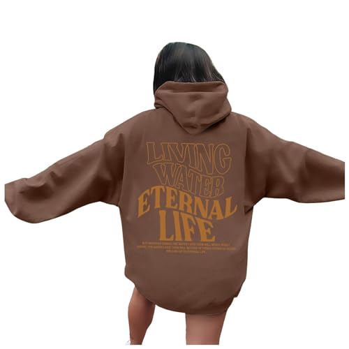 Sweat à capuche pour femme vintage marron vêtement ample esthétique automne