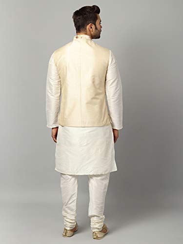 Image of Uri and MacKenzie Men's Silk Blend Kurta Pyjama with Stylish Embroidered Ethnic Jacket
