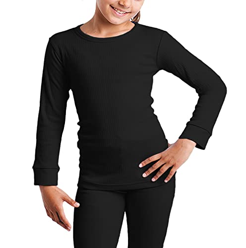 Cocain underwear Lot de 2 maillots de corps thermiques longs pour enfant - Intérieur gratté - Chaud - 122/128-158/164, 2 maillots de corps noir, 146/152 cm Cover