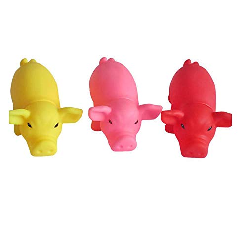 ZIMO 1 Piezas de Limpieza de Dientes Perro Gato Masticar Juguete de Cerdo Squeak Cute Rubber Pet Dog Puppy Jugando Cerdo Toy Squeaky, Color al Azar, Grande
